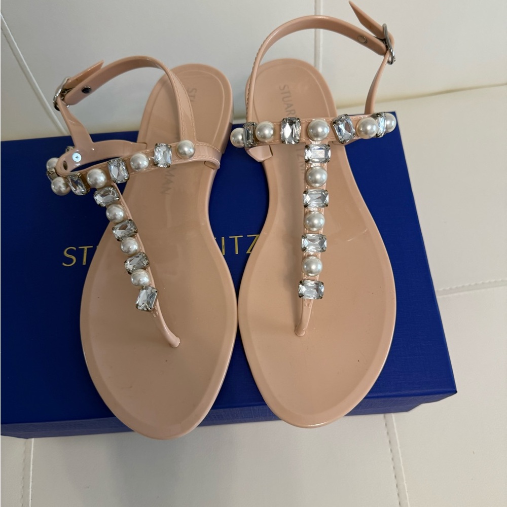 Stuart Weitzman Goldie Crystal Jelly Sandal